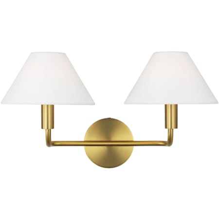Visual Comfort Colfax 2 Light 19" Wide Vanity Light with Linen Shades Burnished Brass