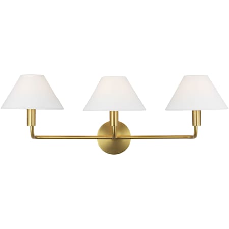 Visual Comfort Colfax 3 Light 29" Wide Vanity Light with Linen Shades Burnished Brass