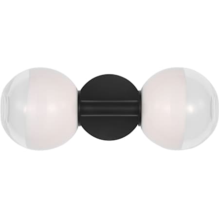 Visual Comfort Torian 2 Light 15" Wide Bathroom Sconce with Milk / Clear Glass Shades Aged Iron