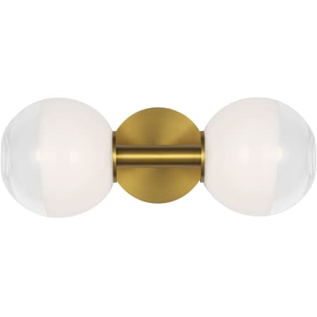 Visual Comfort Torian 2 Light 15" Wide Bathroom Sconce with Milk / Clear Glass Shades Burnished Brass