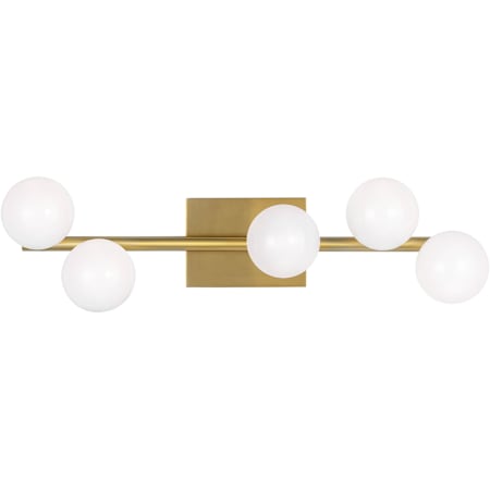 Visual Comfort Altair 5 Light 24" Wide Vanity Light with Milk Glass Shades Burnished Brass