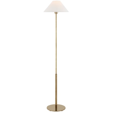Visual Comfort Hackney Floor Lamp with Linen Shade Hand Rubbed Antique Brass