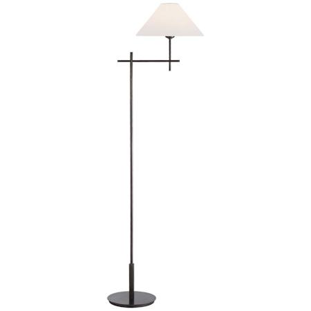 Visual Comfort Hackney 53" Tall Cordless LED Torchiere Floor Lamp Bronze / Linen