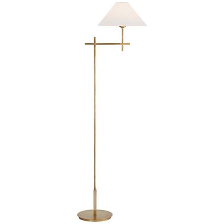 Visual Comfort Hackney 53" Tall Cordless LED Torchiere Floor Lamp Hand-Rubbed Antique Brass / Linen