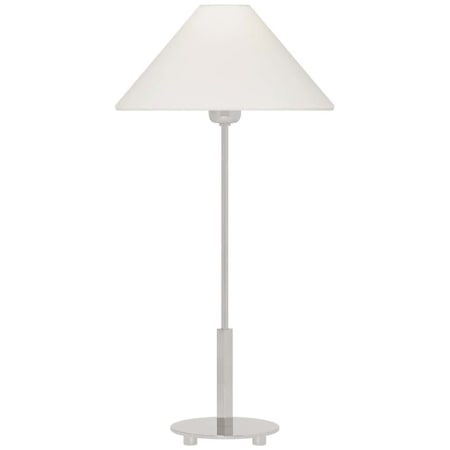 Visual Comfort Hackney 24" Tall Cordless LED Torchiere Table Lamp Polished Nickel / Linen Shade