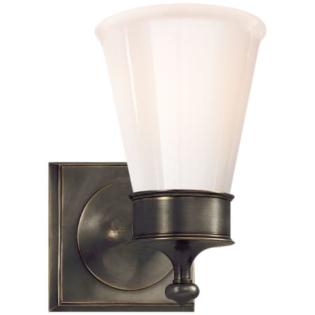 Visual Comfort Siena 8-1/4" High Wall Sconce with White Glass Shade Bronze
