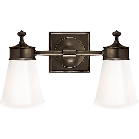 Visual Comfort Siena 15" Wide Wall Sconce with White Glass Shade Bronze