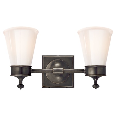 Visual Comfort Siena 15" Wide Wall Sconce with White Glass Shade Bronze