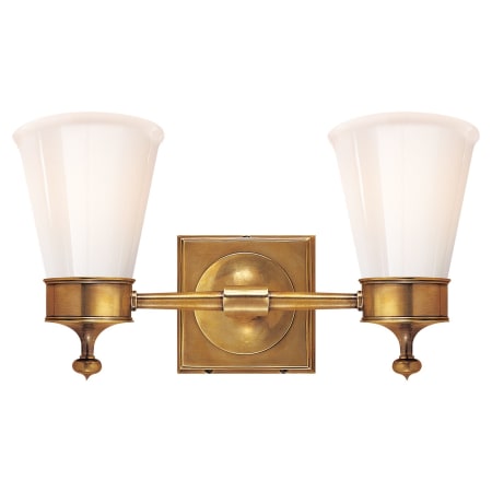 Visual Comfort Siena 15" Wide Wall Sconce with White Glass Shade Hand Rubbed Antique Brass