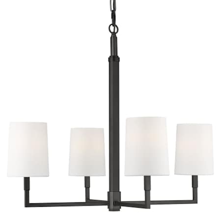 Visual Comfort Danica 4 Light 27" Wide Chandelier with Linen Shades Aged Iron