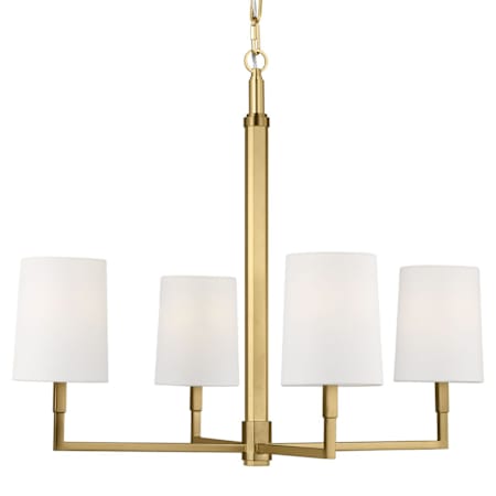 Visual Comfort Danica 4 Light 27" Wide Chandelier with Linen Shades Burnished Brass