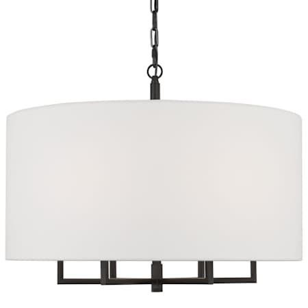 Visual Comfort Danica 6 Light 25" Wide Pendant with Linen Shade Aged Iron