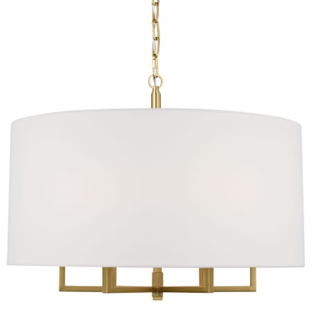 Visual Comfort Danica 6 Light 25" Wide Pendant with Linen Shade Burnished Brass