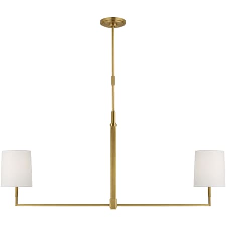 Visual Comfort Danica 2 Light 50" Wide Linear Chandelier with Linen Shades Burnished Brass