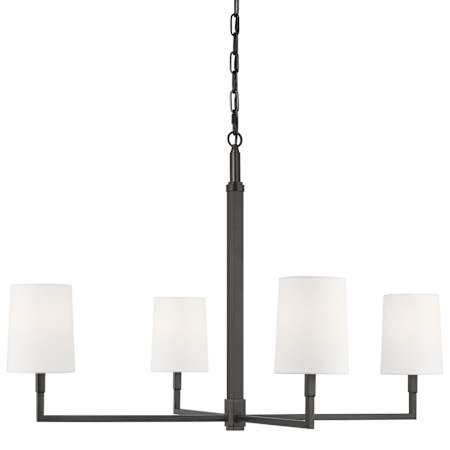 Visual Comfort Danica 4 Light 36" Wide Chandelier with Linen Shades Aged Iron