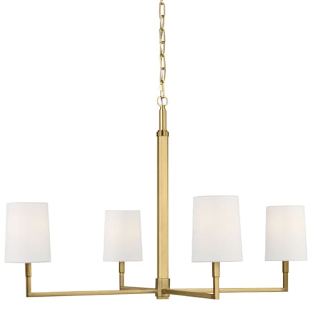 Visual Comfort Danica 4 Light 36" Wide Chandelier with Linen Shades Burnished Brass
