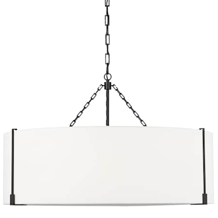 Visual Comfort Bergen 4 Light 36" Wide Pendant with Linen Shade Aged Iron