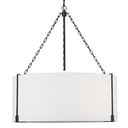 Visual Comfort Bergen 3 Light 28" Wide Pendant with Linen Shade Aged Iron