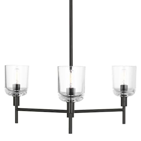 Visual Comfort Hartley 3 Light 24" Wide Chandelier with Clear Glass Shades Aged Iron