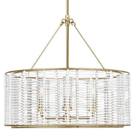 Visual Comfort Winslow 3 Light 24" Wide Drum Chandelier with Steel Outer Shade And Clear Glass Inner Shades Powder-Coated Brass