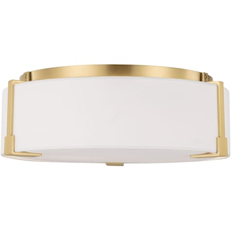 Visual Comfort Bergen 2 Light 14" Wide Semi-Flush Drum Ceiling Fixture with Linen Shade Burnished Brass