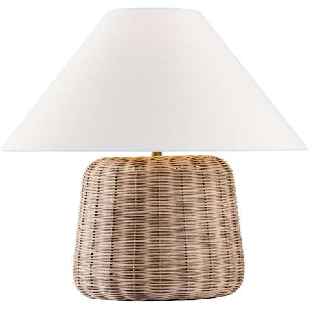 Visual Comfort Dumar 21" Tall Buffet Table Lamp with Linen Shade Blonde Rattan