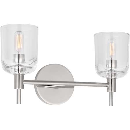 Visual Comfort Hartley 2 Light 15" Wide Vanity Light with Clear Glass Shades Polished Nickel