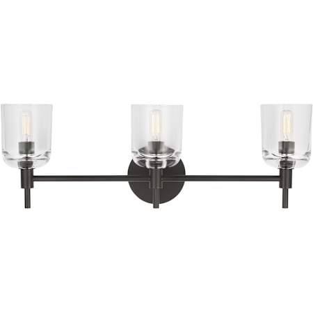 Visual Comfort Hartley 3 Light 24" Wide Vanity Light with Clear Glass Shades Aged Iron