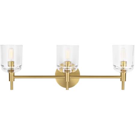 Visual Comfort Hartley 3 Light 24" Wide Vanity Light with Clear Glass Shades Burnished Brass