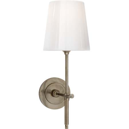 Visual Comfort Bryant 15" Sconce with White Glass Shade by Thomas O'Brien Antique Nickel