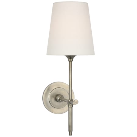 Visual Comfort Bryant 15" Tall LED Wall Sconce with Linen Shade Antique Nickel