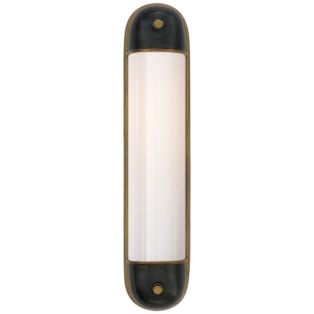 Visual Comfort Selecta 21-3/4" High Wall Sconce with White Glass Shade - ADA Compliant Bronze with Antique Brass
