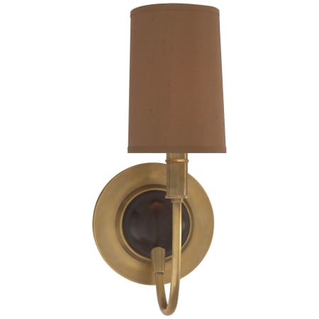 Visual Comfort Elkins 12-3/4" High Wall Sconce with Silk Shade Hand Rubbed Antique Brass