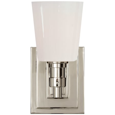 Visual Comfort Bryant 8" Single Bath Sconce with White Glass by Thomas O'Brien Polished Nickel