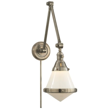 Visual Comfort Gale 21-1/2" High Hardwired or Plug-In Wall Sconce with White Glass Shade Antique Nickel
