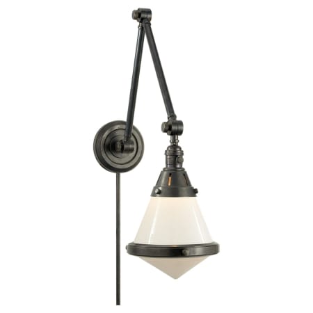 Visual Comfort Gale 21-1/2" High Hardwired or Plug-In Wall Sconce with White Glass Shade Bronze