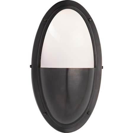 Visual Comfort Pelham 12" Oval Wall Light with White Glass by Thomas O'Brien Bronze