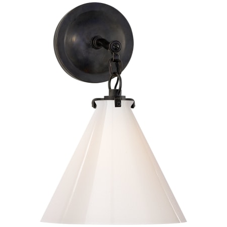 Visual Comfort Katie6 14-13/32" High Wall Sconce with White Glass Shade Bronze