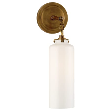 Visual Comfort Katie 16-1/4" High Wall Sconce with White Glass Shade Hand Rubbed Antique Brass