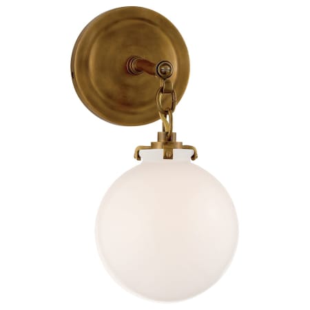 Visual Comfort Katie 12-1/2" High Wall Sconce with White Glass Shade Hand Rubbed Antique Brass
