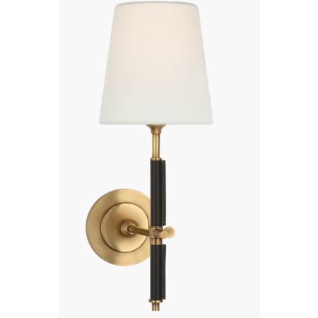 Visual Comfort Bryant 14" Tall Wall Sconce Antique Brass / Chocolate Leather