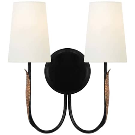 Visual Comfort Kairos 2 Light 15" Tall Wall Sconce Aged Iron / Roman Bronze / Linen