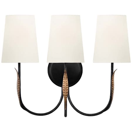 Visual Comfort Kairos 3 Light 15" Tall Wall Sconce Aged Iron / Roman Bronze / Linen