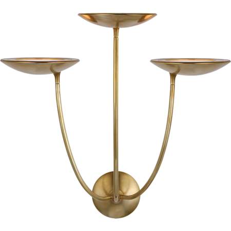 Visual Comfort Keira Large Triple Sconce Hand Rubbed Antique Brass