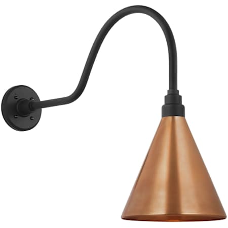 Visual Comfort Thomas O'Brien 19" Tall x 9" Wide Outdoor Wall Sconce with Soft Copper Conical Savannah Shade Matte Black