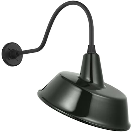 Visual Comfort Thomas O'Brien 23" Tall Elongated Gooseneck Outdoor Wall Sconce with Green Tilted Bowers Shade Matte Black