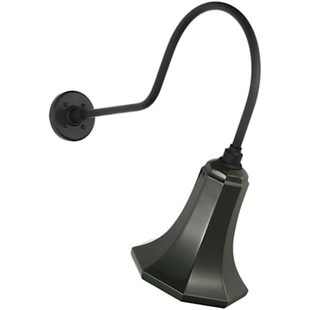 Visual Comfort Thomas O'Brien 24" Tall Elongated Gooseneck Outdoor Wall Sconce with Green Savannah Shade Matte Black