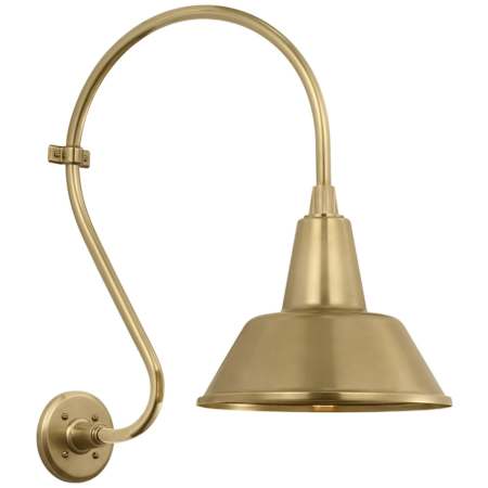 Visual Comfort Thomas O'Brien 24" Tall x 13" Wide Outdoor Wall Sconce with Hand-Rubbed Antique Brass Bowers Shade Hand-Rubbed Antique Brass