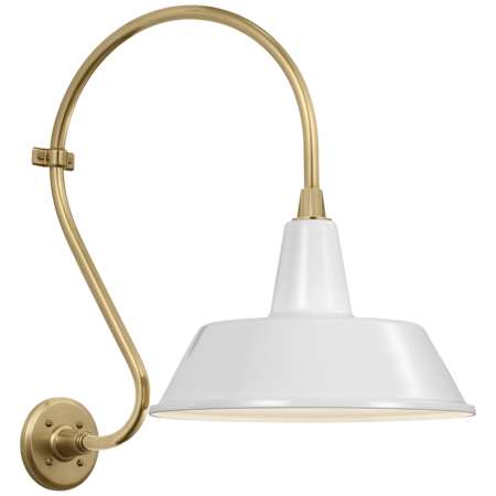 Visual Comfort Thomas O'Brien 24" Tall x 16" Wide Outdoor Wall Sconce with White Bowers Shade Hand-Rubbed Antique Brass