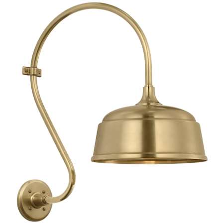Visual Comfort Thomas O'Brien 24" Tall x 13" Wide Outdoor Wall Sconce with Hand-Rubbed Antique Brass Rockhouse Shade Hand-Rubbed Antique Brass